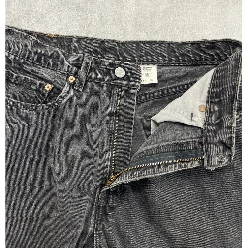VTG Levis 550 Jean Men 33x36 Faded Black Relaxed Fit made in USA Workwear